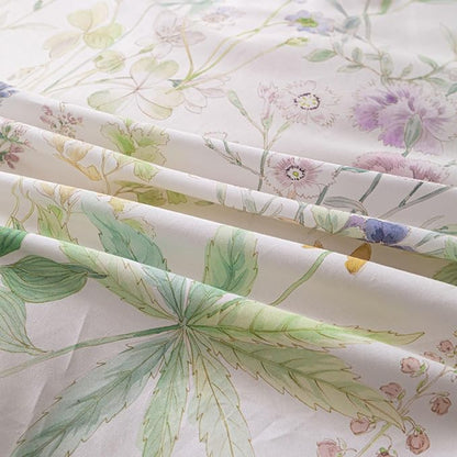 OAITE Duvet Cover Set Queen Size Floral Pattern Ultra Soft 100% Cotton Duvet Cover Sets 3-PC, Breathable Duvet Cover with Zipper Closure & Corner Ties(2 Pillow Shams,1 Duvet Cover)