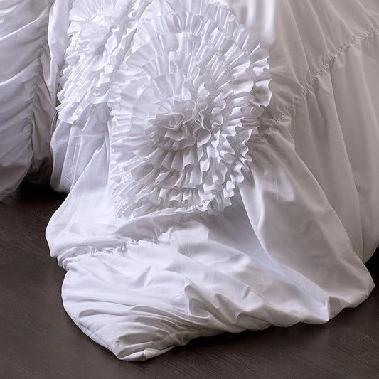Lush Decor 3 Piece Serena Comforter Set, King, White