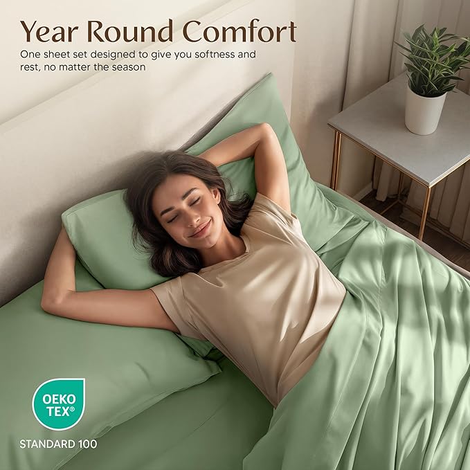 Utopia Bedding California King Sheet Set – 4 Piece Bed Sheets for Cal King Size Bed, Soft and Breathable Microfiber, Includes 1 Fitted Sheet, 1 Flat Sheet and 2 Pillowcases (Sage)