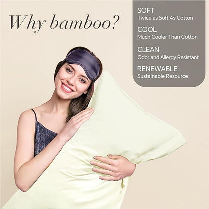 BEDELITE Standard Pillow Cases Set of 2, Rayon Derived from Bamboo, Cooling Pillow Cases for Hot Sleepers & Night Sweats, Breathable Silky Soft Envelope Pillowcases(Cream, 20"x26")