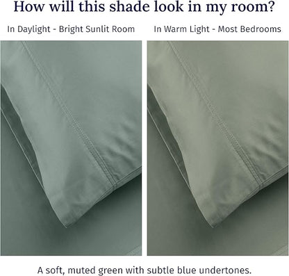 CALIFORNIA DESIGN DEN Luxuriously Soft Hotel Quality 600 Thread Count, 100% Cotton Set of 2 Cases, Crisp & Cool King Pillow Cases 2Pc, Set of 2, Fits King Pillows (Sage)