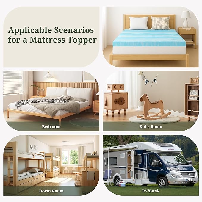 Memory Foam Mattress Topper King - 4 Inch Gel Infused Bed Toppers, Pressure Relief Mattress Pad, CertiPUR-US Certified