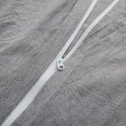 LOVQUE Light Grey Cotton Duvet Cover Queen Size, Linen Like Natural Bedding Set with Zipper Closure (No Comforter), 90x90 Inches