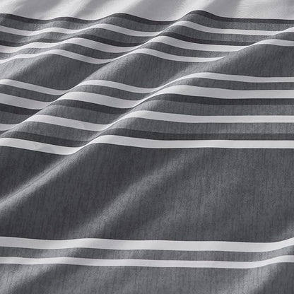 Bedsure King Comforter Set 7 Pieces, Dark Grey Striped Bedding Set for All Seasons, Reversible, Cationic Dyeing Bed in a Bag with Comforter, Sheets, Pillowcases & Shams