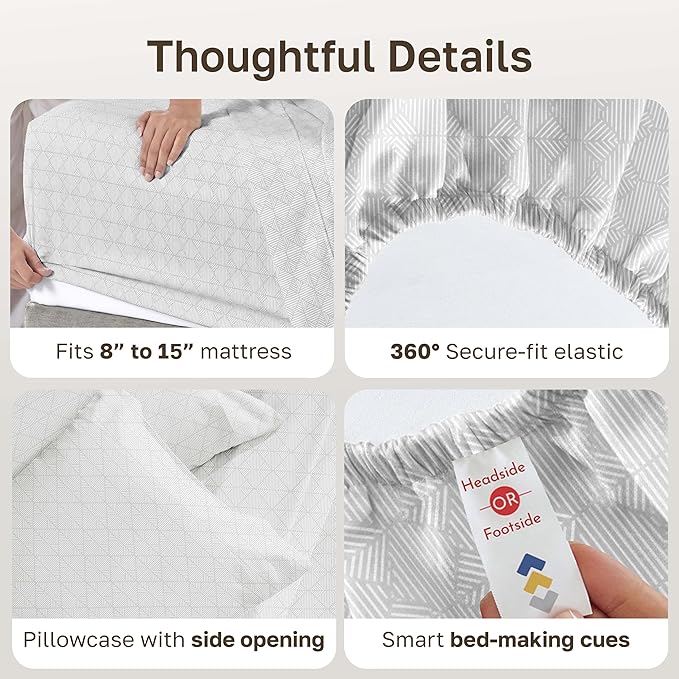 California Design Den Deep Pocket Twin Sheets Set - 400 Thread Count Sateen, Natural 100% Cotton Bed Sheets, Deep Pocket and Durable Bedding Set - Taupish-Sage Crosshatch