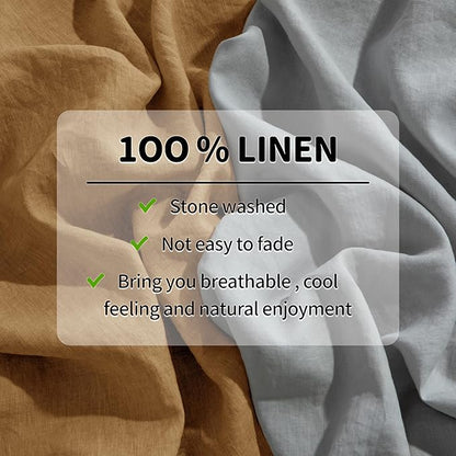 LBRO2M 100% Pure Linen Sheet Set Deep Pocket Up to 16" Bed Sheets Sets, Natural Flax Beddings Soft, Breathable, Comfortable for All Seasons 6 Pcs Sheet Set Full Size, Rust