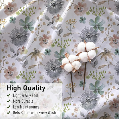 RUVANTI 100% Cotton Sheets – California King Percale Bedding, Cooling & Breathable Floral Design, Durable with a Crisp, Soft & Comfortable Feel, 14" Deep Pocket, 4-Piece Set, Dandelion Field