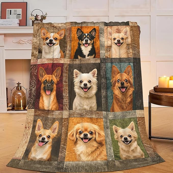 Chihuahua Blanket Super Soft Warm Fluffy Fleece Flannel Dog Animal Throw Blanket Cozy Fuzzy Plush Stuff Bedding Blankets Gifts for Women Kids Boys Girls Adults 50"X40"