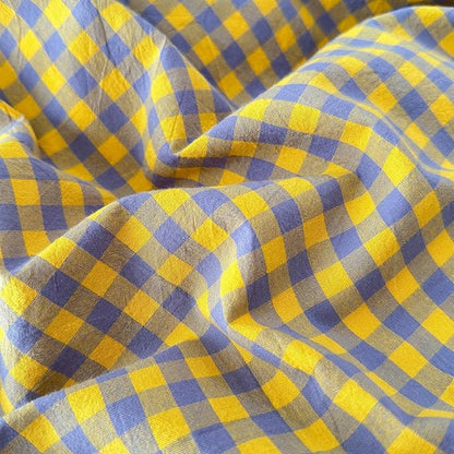 LifeTB Queen Comforter Set Purple Yellow Gingham Comforter Geometric Checkered Pattern Comforter Set Boho Grid Plaid Bedding Comforter Fluffy Soft Farmhouse Grid Bedding Set Queen Size Durable