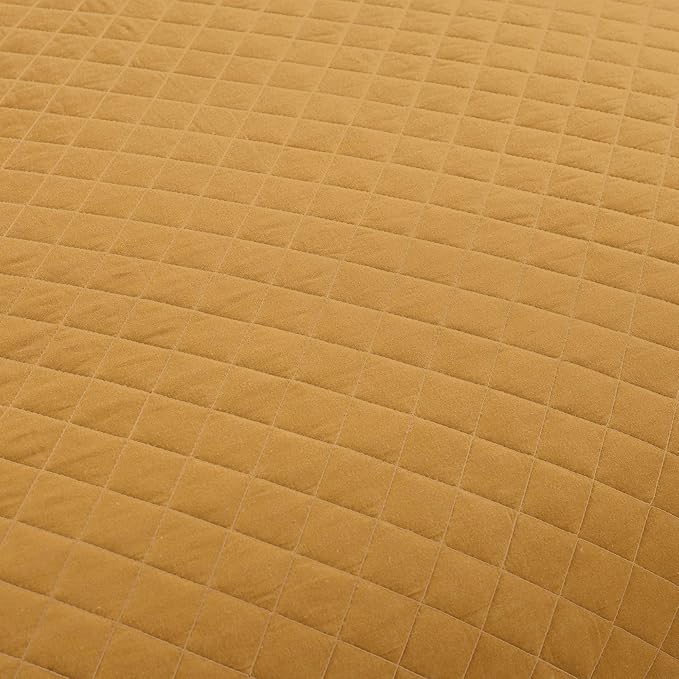 Lush Decor Ava Quilt Diamond Pattern Solid 3 Piece Oversized Bedding Blanket Bedspread Set - Full/Queen - Mustard