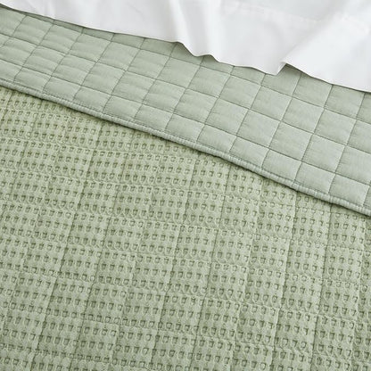 Levtex Home Mills Waffle Twin Bedspread Set (84x104in) with 1 Pillow Sham (26x20in) - Desert Sage - 100% Cotton Twin Size Bedspread Set - Lightweight, Soft, Pre-Washed