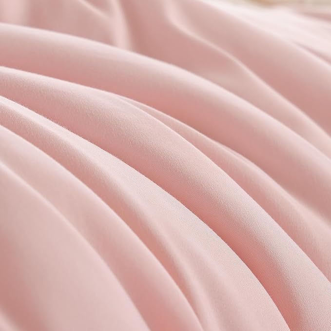 weigelia Blush Pink Comforter Set Twin Boho Pink Twin Comforter with 1 Pillowcases - Soft Lightweight Cozy Bedding Set for All Season - Beige Comforter Twin Size for Women Teens Kids
