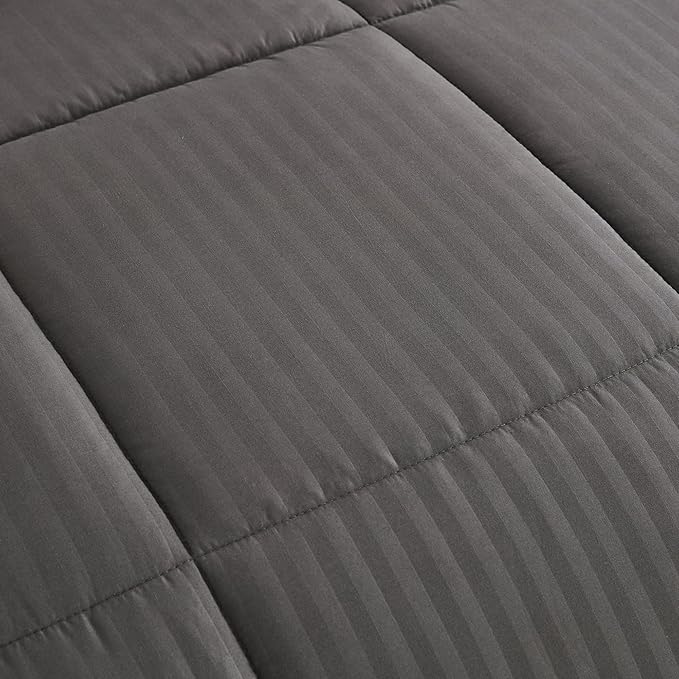 Sweet Home Collection 6 Piece Bed in a Bag with Dobby Stripe Comforter, Sheet Skirt, and Sham Set, Twin, Gray (Pack of 4)