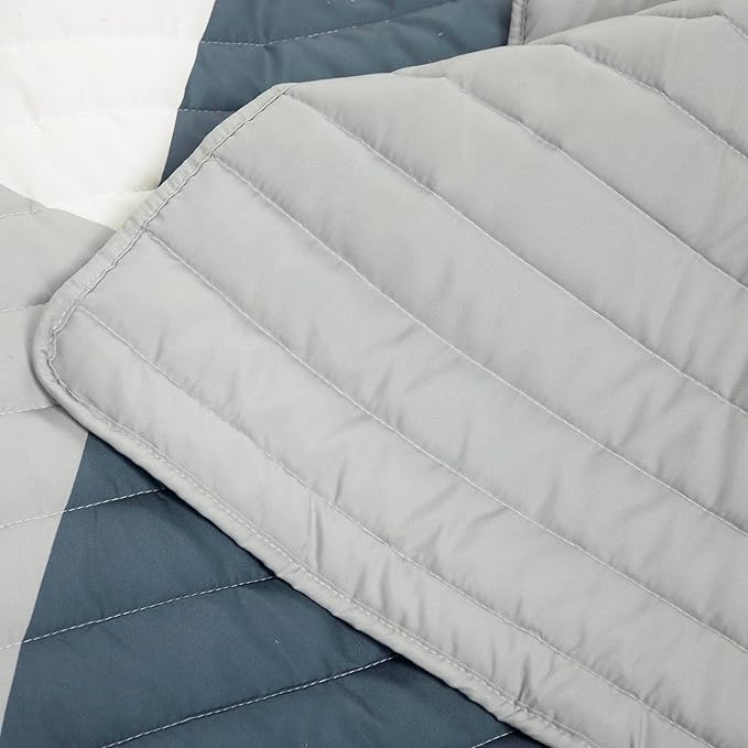 Lush Decor Modern Color Block Quilt Queen Size 3 Piece Set Full/Queen King Multi - Bedding Set California Queen Quilt - Mid Century Modern Decor
