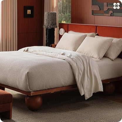Bedsure Cotton Duvet Cover King Size - 100% Cotton Waffle Weave Linen Duvet Cover, PureWoven Textured Breathable Bedding Comforter Cover for All Season, 1 Duvet Cover Only 104"x90"