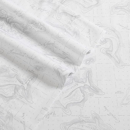 Eddie Bauer - Twin Sheet Set, Cotton Percale Bed Sheets, Crisp & Cool, Ideal Dorm Essentials (Fish ATOL, Twin)