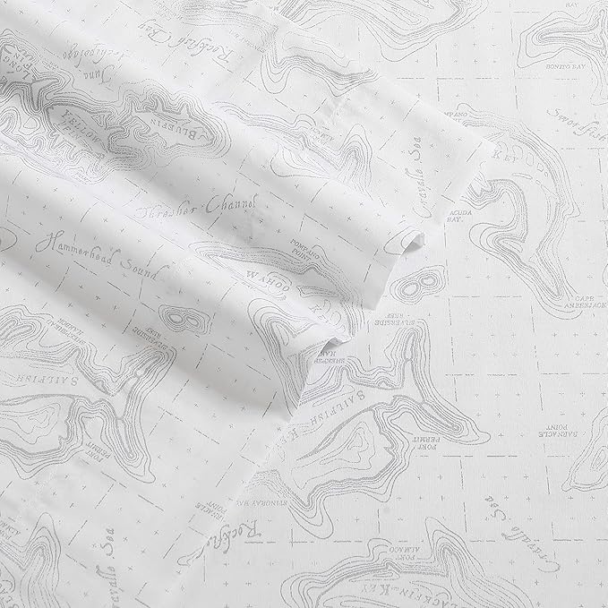 Eddie Bauer - King Sheets, Cotton Percale Bedding Set, Crisp & Cool Home Decor (Fish ATOL, King)