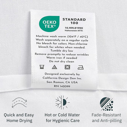 California Design Den Stripe Twin Sheets Set, 100% Cotton 12" Pocket Twin Size Sheets & Pillowcase Set. Soft Sateen Weave - Classic Stripe