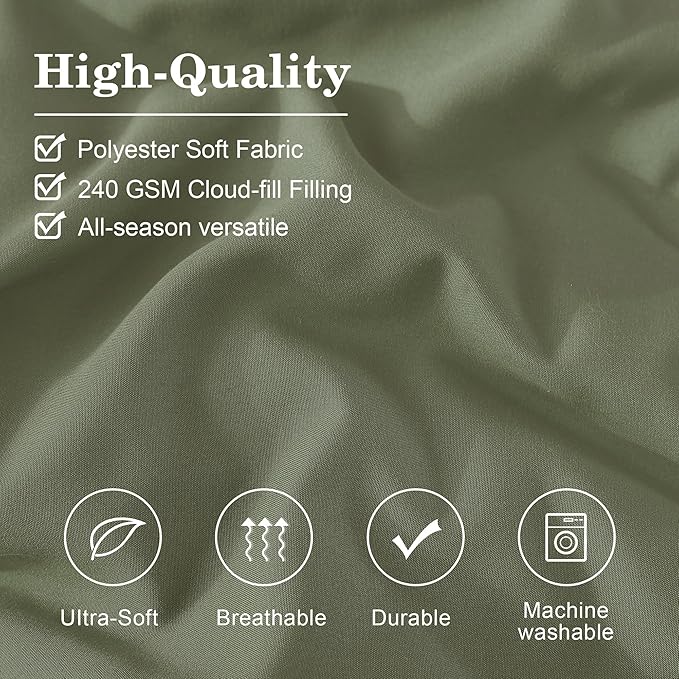 Monbix Full Comforter Set - 7 Pieces Light Sage Green Bed in a Bag Full Size Bedding Sets with Comforters, All Seasons Comforter with Sheets, Pillowcases & Shams