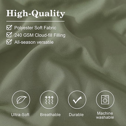 Monbix Full Comforter Set - 7 Pieces Light Sage Green Bed in a Bag Full Size Bedding Sets with Comforters, All Seasons Comforter with Sheets, Pillowcases & Shams