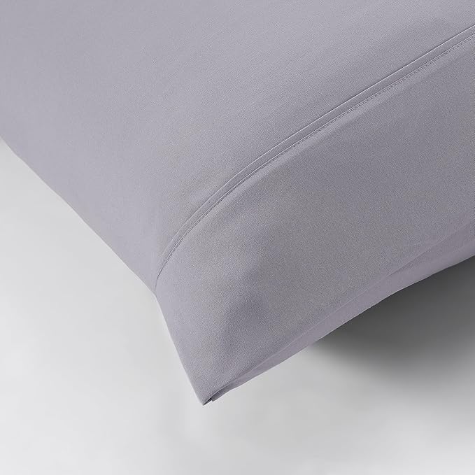Modern Threads Soft Microfiber Solid Sheets - Luxurious Microfiber Bed Sheets - Includes Flat Sheet, Fitted Sheet with Deep Pockets, & Pillowcases Lilac Marble King