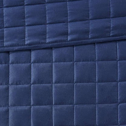 Madison Park Heritage Comforter Quilt Combo Set - Modern Luxury Design, All Season Down Alternative Bedding, Matching Shams, Decorative Pillows, Full/Queen(90"x90"), Color Block Navy 8 Piece