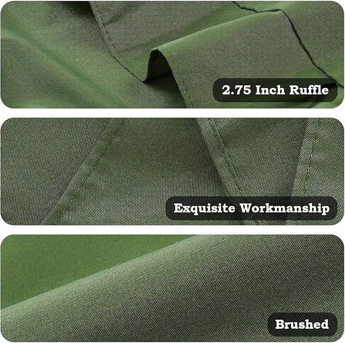 Ruffle Pillow Cases Queen Size Set of 2 – Soft Wrinkle Resistant Brushed Microfiber Ruffled Pillowcases –Envelope Pillow Shams Cover Festive Gift for Hotels,Guest Rooms 20x30 Inch (Olive Green)