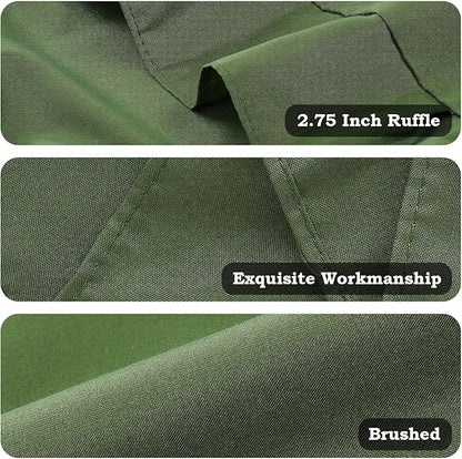 Ruffled Body Pillow Pillowcases Set of 2 – Soft Wrinkle Resistant Brushed Microfiber Body Pillowcases –Envelope Pillow Shams Festive Gift for Hotels, Guest Rooms 20x54 Inch (Olive Green)