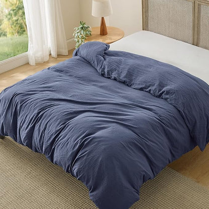 Bedsure Navy Blue Duvet Cover King Size Only - Prewashed Cotton-Like Polyester Extra Soft All Season Bedding, Includes 1 Duvet Cover 104x90 Inches with Zipper Closure, Comforter Not Included
