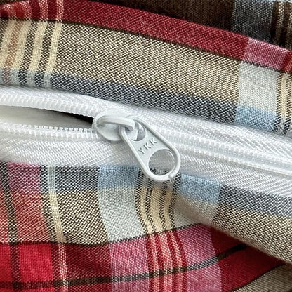 Vintage Red Brown Buffalo Plaid Duvet Cover Full Size Modern Soft 3 Piece Washed Cotton Grid Bedding Set Farmhouse Plaid Checkered Comforter Cover Breathable Gingham Duvet Cover with 2 Pillowcases