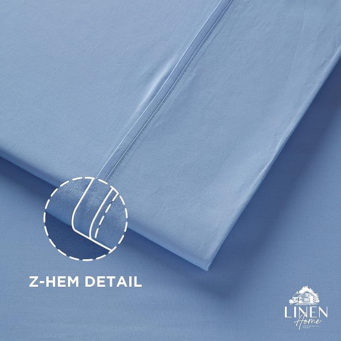 Linen Home 100% Cotton Percale Pillowcases King Size, Baby Blue, 2 Pieces of Pillow Case, Crisp and Cool Strong Bed Linen, 20 inches X 40 inches