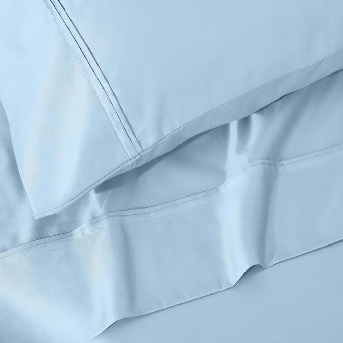 1200 Thread Count 100% Egyptian Cotton, Soft and Breathable, 2-Piece Standard Pillowcase Set Solid, Light Blue