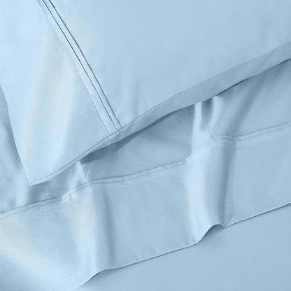 Superior 1200 Thread Count 100% Egyptian Cotton, Soft and Breathable, 2-Piece King Pillowcase Set Solid, Light Blue