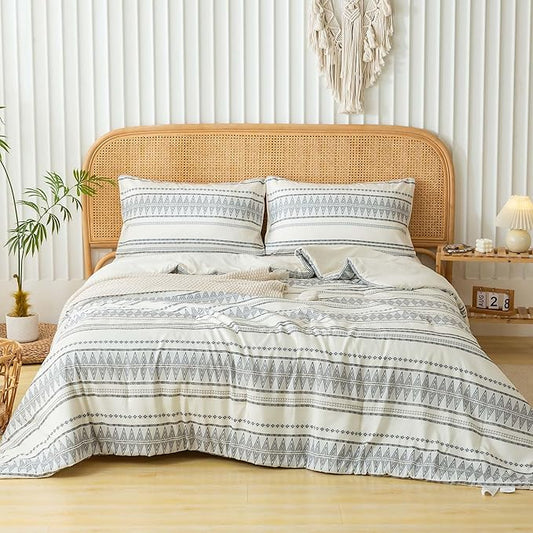 COTTEBED Western Comforter Set Twin Beige Ultra Soft Lightweight Microfiber Bohemian Chic Aztec Comforter 1 Down Comforter Set & 2 Pillowsham for All Season Use,Boho Quilt Set Twin