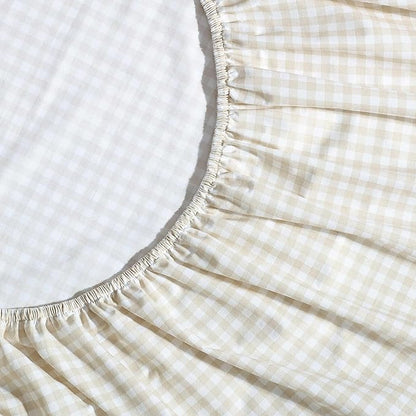 Eddie Bauer - Sheet Set, Cotton Percale Bedding with Matching Pillowcase, Crisp & Breathable, 200-Thread Count, Classic Comfort Essentials (Little Gingham Beige, King)