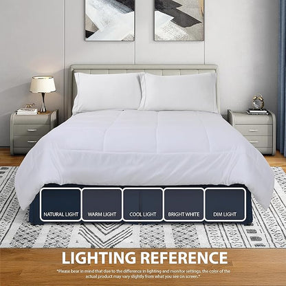 Cathay Home Double Brushed Microfiber Pleated Easy Fit Bed Skirt, Ultra Soft, Fade and Wrinkle Resistant - Navy, California King