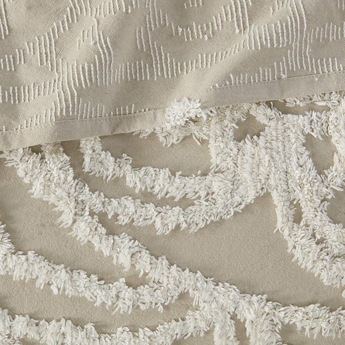 Madison Park Laetitia Lightweight 100% Cotton Quilt Set, Breathable Chenille Tufted, Shabby Chic Boho Medallion Design, Sham, Floral Ivory w/ Tassels, King/California King (104 in x 92 in) 3 Piece