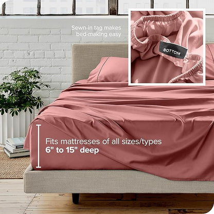 Bare Home King Sheet Set - 1800 Ultra-Soft Microfiber King Bed Sheets - Double Brushed - Deep Pockets - Easy Fit - 4 Piece Set - Bedding Sheets & Pillowcases (King, Dusty Rose)