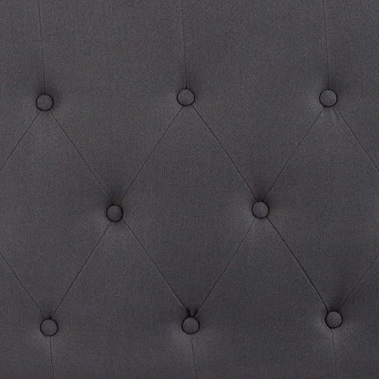 EMMA + OLIVER Arched Button Tufted Queen Size Headboard in Dark Gray Fabric