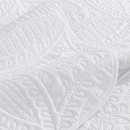 Chezmoi Collection 3 Piece 118 by 106" Austin Oversized Bedspread Coverlet Set, King, White