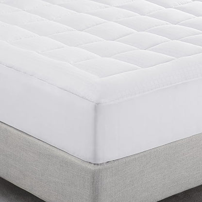 Serta ComfortSure Twin Mattress Cover, Fitted Pillow Top Mattress Pad, Super Soft and Breathable Quilted Cotton Protector with 18" Elastic Deep Pockets for Secure Fit, White