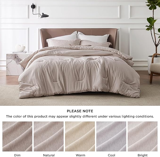 Bedsure Oversized Queen Comforter Set - Warm Taupe Soft Bedding for All Seasons, Cationic Dyed Bed Set, 3 Pieces, 1 Oversized Queen Size Comforter (98"x 98") and 2 Pillow Shams (20"x 26"+2")