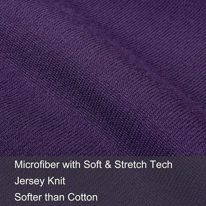 2-Pack Stretch Pillow Cases - Jersey Knit & Ultra Soft Envelope Closure Pillowcases T-Shirt Like Microfiber Blend - Suitable for Queen or Standard Size Set of 2, Purple