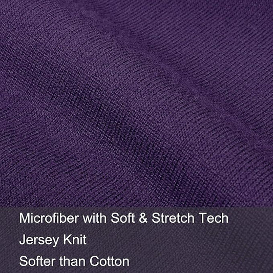 2-Pack Stretch Pillow Cases - Jersey Knit & Ultra Soft Envelope Closure Pillowcases T-Shirt Like Microfiber Blend - Suitable for Queen or Standard Size Set of 2, Purple