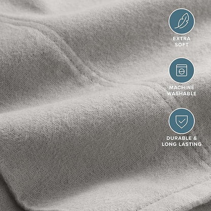 Bare Home Flannel Standard Pillowcases Set of 2-100% Cotton - Velvety Soft & Cozy - Double Brushed Heavyweight Flannel Pillowcases (Standard Pillowcase Set of 2, Light Grey)