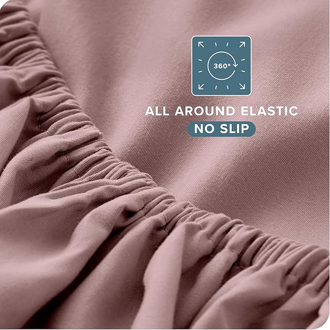Bare Home Twin XL Sheet Set - 1800 Ultra-Soft Microfiber Twin Extra Long Bed Sheets - Double Brushed - Deep Pockets - Easy Fit - 3 Piece Set - Bedding Sheets & Pillowcases (Twin XL, Mauve)