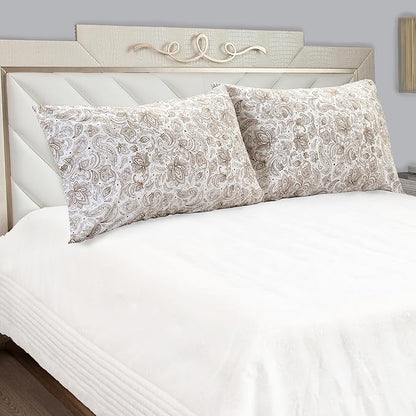 Elegant Comfort Luxury Ultra-Soft 2-Piece Pillowcase Set - 1500 Premium Hotel Quality Microfiber Double Brushed - Wrinkle Resistant, Standard/Queen, Paisley Pattern Taupe
