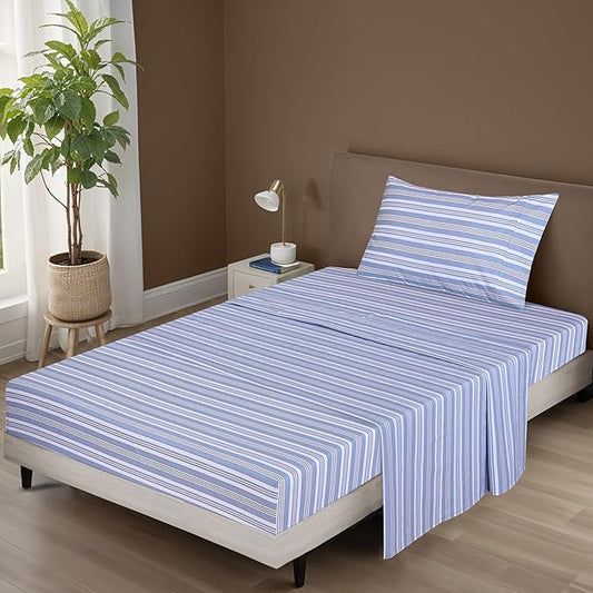 ZOYER 100% Cotton Sheets – Twin Size Percale Bedding, Cooling & Breathable, Durable with a Crisp, Soft & Comfortable Feel, 16" Deep Pocket, 3-Piece Set, Nautica Herringbone