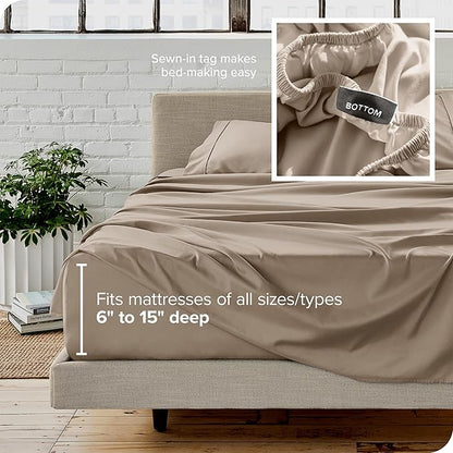 Bare Home Twin Sheet Set - 1800 Ultra-Soft Microfiber Twin Bed Sheets - Double Brushed - Deep Pockets - Easy Fit - 3 Piece Set - Bedding Sheets & Pillowcases (Twin, Pebble)