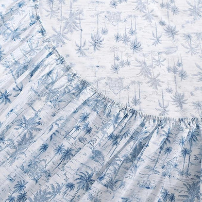 Tommy Bahama - California King Sheet Set, Crisp & Cool Cotton Percale Bed Sheets, Deep Pockets, Coastal Bedding with Matching Fitted Sheet & Pillowcases (Surfside Blue)